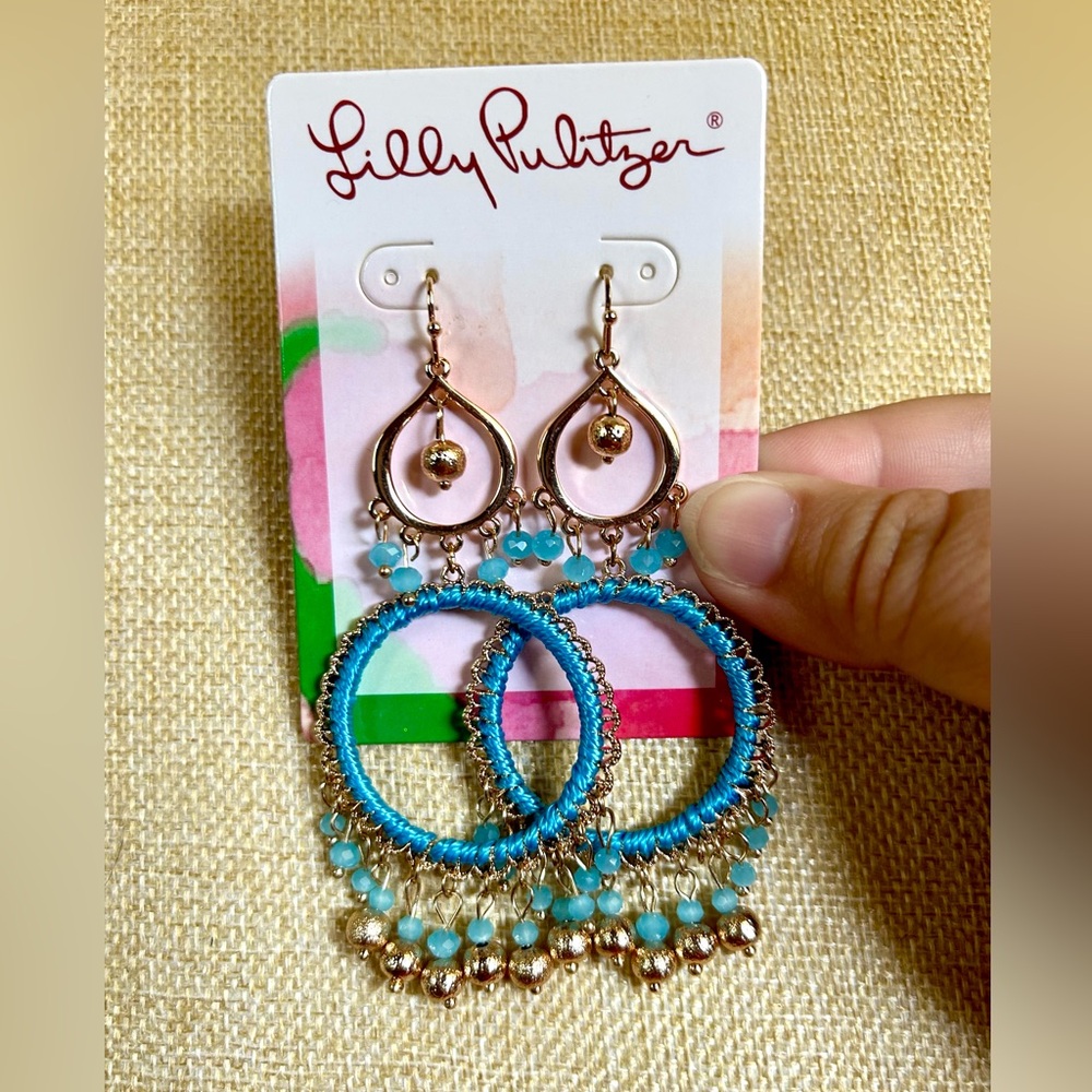 Lilly Pulitzer Turquoise and Gold Dangle Earrings